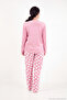 Patterned Soft Textured Long Sleeve Pajama Set Women's Pajama Set 65750155 - 7