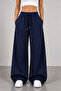 3-Piece Women's Sweatpants Black Gray Navy Blue Wide Leg Comfortable Cut - 7