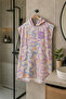 Printed Towel Poncho, Unisex, 80X100 Oversized Beach, Pool and After-Bath - Pastel Wave Patterned-Defoludur - 4