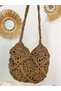 Design Hand-Knitted Motif Straw Color Bag - Natural Paper Rope Design Women's Daily Shoulder Bag - 6
