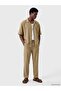 Xside Beige Relax Fit Linen Blend Men's Trousers