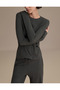 Women's Long Sleeve Basic T-Shirt Anthracite Melange Single Product Crew Neck Casual Top - 2