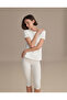 Women's Short Sleeve Basic T-Shirt Ecru Single Product Crew Neck Casual Top - 2