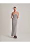 Women's Backless Strappy Long Dress Gray Melange Single Item Maxi Length Summer Dress - 3