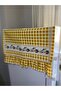 Yellow Gingham Cross-Stitch Detailed Refrigerator Cover, Multi-Purpose Cover