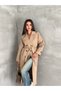 Women's Belted Double-Breasted Long Trench Coat - 5