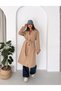 Women's Belted Double Button Long Trench Coat