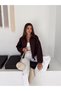 Women's Oversize Zippered Short Jacket with Waist Belt - 3