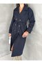 Women's Belted Double-Breasted Long Trench Coat - 7