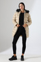 Women's Slim Fit Fur Hooded Coat - 5