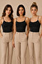 Women's 3-Piece Thin Strap Bra Cotton Flexible Undershirt Black