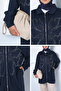 Stone Embellished Zippered Shirt Collar Hijab Jacket - 5