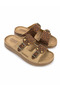 Women's Comfortable Thick-Soled Stitched Buckle Leopard Detail Slippers - 2