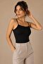 Women's Thin Strap Bra Cotton Flexible Undershirt Black - 2