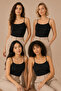 Women's 4-Piece Thin Strap Bra Cotton Flexible Undershirt Black