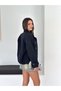 Women's Stand Collar Belt Buckle Double Breasted Short Trench Coat - 6