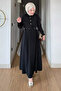 Polo Collar Gold Buttoned Eyelet Detailed Hijab Dress - 2