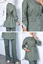 Waist Tie Detailed Jean Denim Jacket and Pants Hijab Double Set - 4