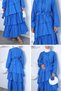Ruffled Hijab Dress with Elastic Waist and Belt Detail - 3