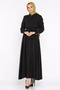 Polo Collar Waist Belted Double Pocket Hijab Dress - 2