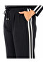 Plus Size Zippered Glittery Front Detail Contrast Striped Pocketed Relaxed Fit Women's Top and Bottom Set - 4