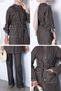 Waist Tie Detailed Jean Denim Jacket and Pants Hijab Double Set - 4