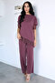 Lace Detailed Blouse Trousers Kubra Modal Double Set - 3