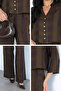 Women's Plaid Patterned Blouse and Trousers Two-Piece Set - 6