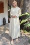 Polo Collar Hijab Dress with Scarf Accessory and Gold Buckle - 3