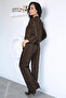 Women's Plaid Patterned Blouse and Trousers Two-Piece Set - 5