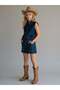 Girl's Pocketed Drawstring Waist Denim Vest - 4