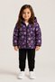 Girl's Purple Snowflake Patterned Fleece Lined Hooded Inflatable Winter Coat - 4