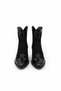 Women's Zippered Boots Genuine Black Patent Leather+Black Suede Leather - 3