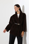 Women's Brown Oversize Goldfox Blazer with Belt - 6