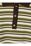 Green Polo Neck Striped Women's T-Shirt - 6
