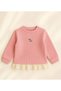 Girl's Jacquard Cotton 2-Piece Set Lace Scallop Detailed Sweatshirt Bowknot Trousers Set - 2
