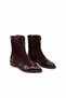 Women's Zippered Boots Genuine Brown Patent Leather+Brown Suede Leather