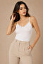 Women's Lace Detailed Thin Strap Cotton Flexible Undershirt White - 2