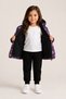 Girl's Purple Snowflake Patterned Fleece Lined Hooded Inflatable Winter Coat - 2