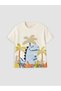 Özmarka New Season Ecru Dinosaur Printed Baby Boy T-Shirt and Shorts Set - 2