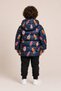 Boy's Navy Blue Helicopter Patterned Fleece Lined Hooded Puffer Coat - 5