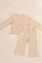Girl's 100% Cotton Waffle Textured Floral Appliqué 2-Piece Set - Long Sleeve Blouse and Pants - 5