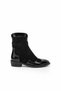 Women's Zippered Boots Genuine Black Patent Leather+Black Suede Leather - 4