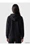 Black Hooded Oversize Women's Zippered Sweatshirt - 5