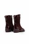 Women's Zippered Boots Genuine Brown Patent Leather+Brown Suede Leather - 5