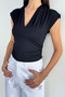 Women's V-Neck Side Gathered Blouse - 2