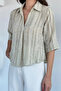 Women's Polo Collar Embossed Patterned Blouse - 3