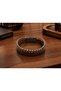 Rothwell Navy Gold Braided Detailed Brown Adjustable Men's Leather Bracelet - 3