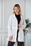 Women's White Zippered Hooded Short Trench Coat