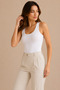 Women's U-Neck Thick Strap Cotton Flexible Basic Undershirt White - 2